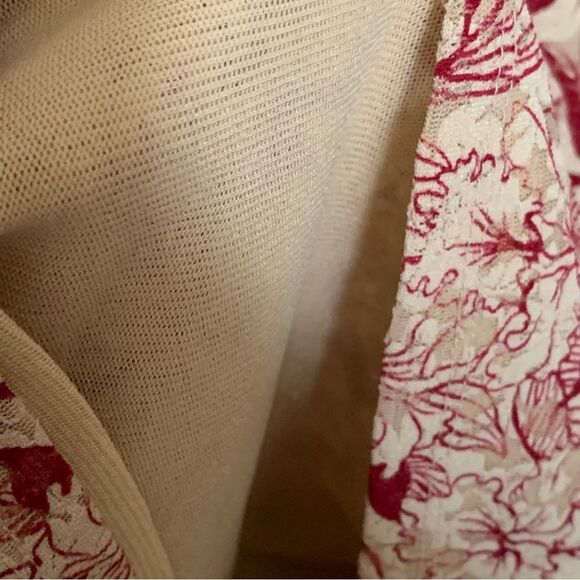 Kate Hill Red and Tan Short Sleeve Pullover Lace Overlay Shirt  Blouse- Size XL - Picture 7 of 7